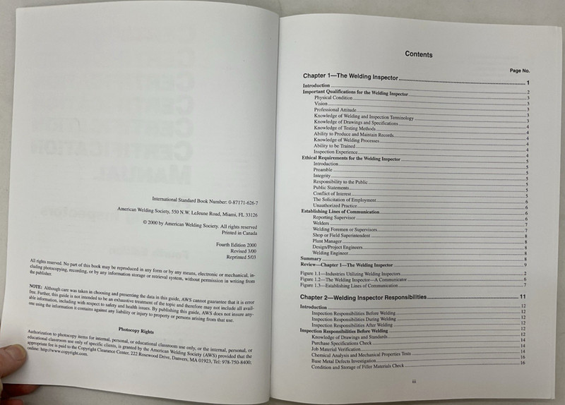 Certification Manual For Welding Inspectors Fourth Edition (2000) Paperback gallery