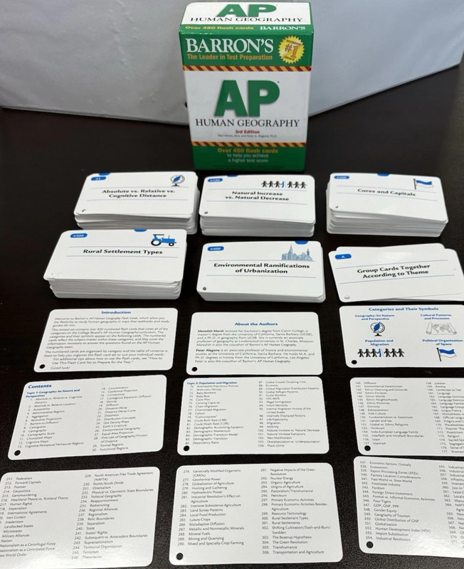 Barron’s AP Human Geography Flash Cards COMPLETE Over 450 Cards & Sorting Ring