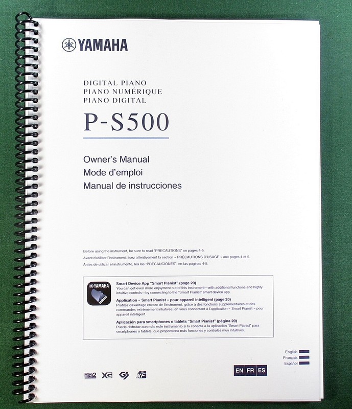 Yamaha P-S500 Owner’s Manual: 44 Pages & Protective Covers!
