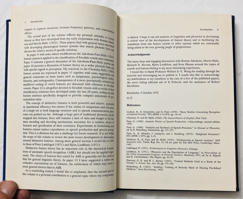 Speech Sounds and Features by Gunnar Fant (1973) MIT Press 1st Ed HC Linguistics gallery