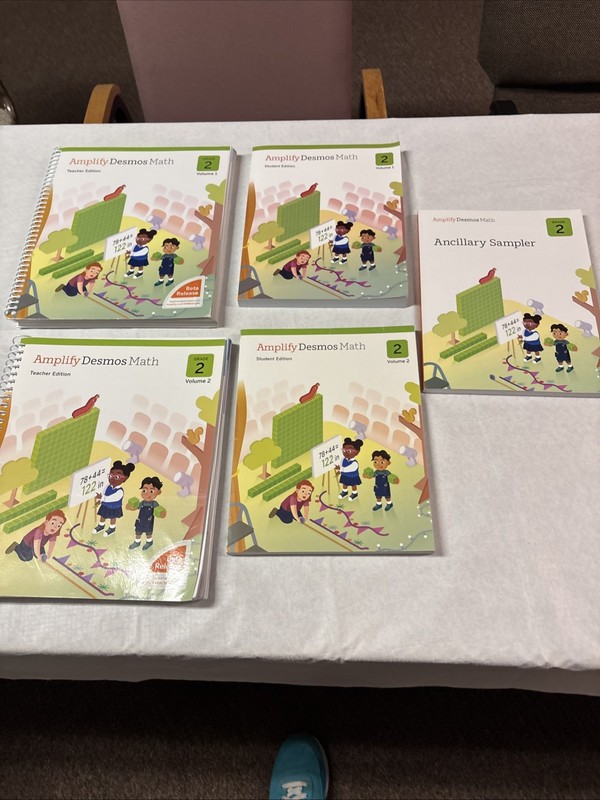 Amplify Desmos Math Grade 2 Set: Teachers 1 2 Student 1 2 & More (5 Books)