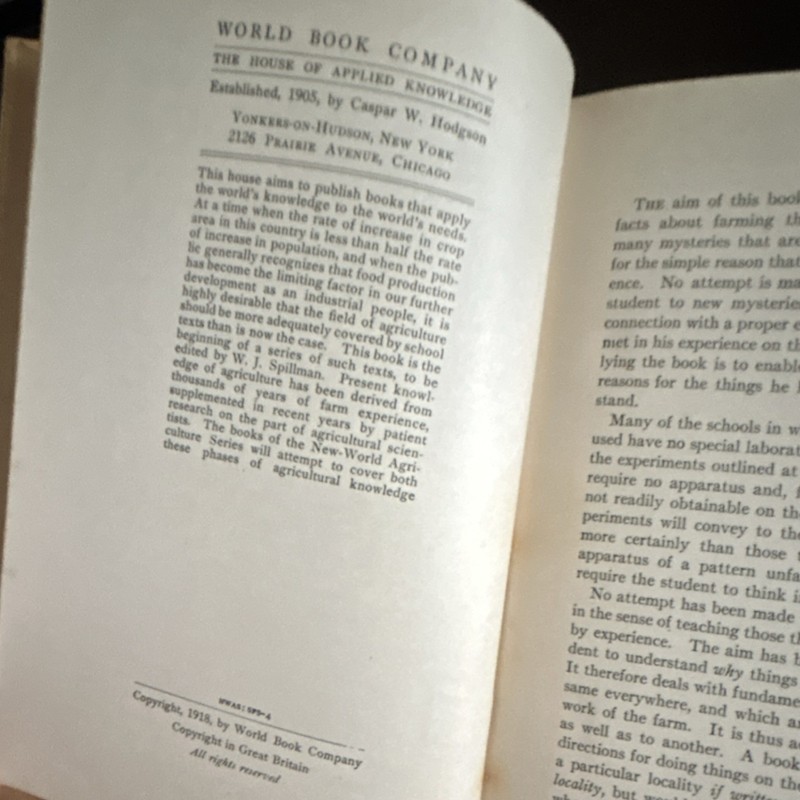 Farm Science Agriculture Textbook by W.J. Spillman, World Book Co. 1925 gallery