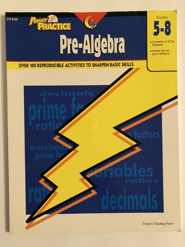 Power Practice Series: “Pre-Algebra” Grade 5-8 (2004) Answer Key – unused