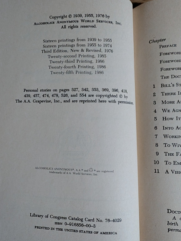 1986 Alcoholics Anonymous 3rd Edition REVOVERY STORIES 12 STEPS Hardcover Book gallery