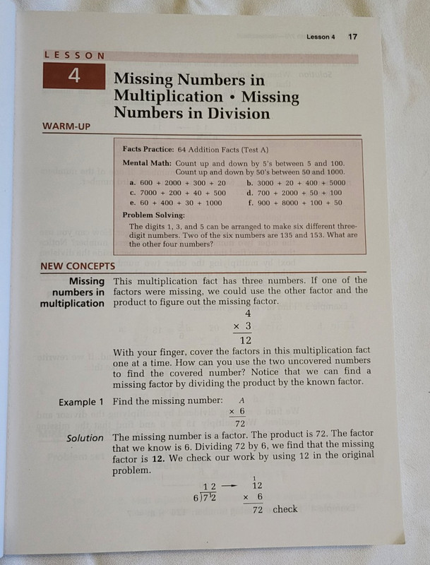 Saxon Math 7/6 Homeschool 4th Edition Student Textbook, Very Good Condition gallery