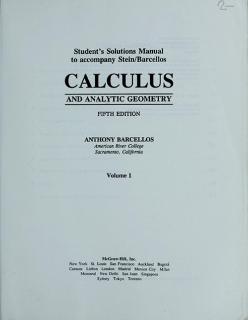 Calculus and Analytic Geometry Paperback Sherman K., Barcellos, A