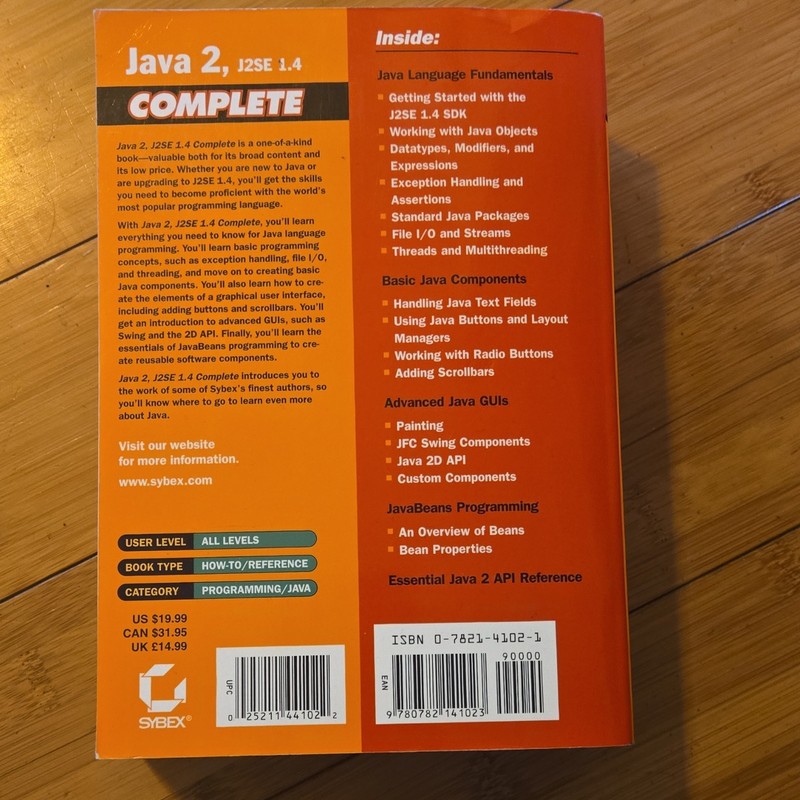 Java 2, J2SE 1.4 Complete by Sybex Paperback Programming 1st Ed 1000 Pages gallery