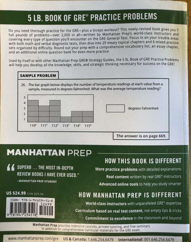 5 lb. Book of GRE Practice Problems (Manhattan Prep 5 lb Series) - Manhattan... gallery