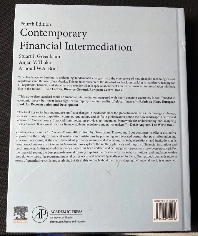 Contemporary Financial Intermediation HARDCOVER. Fourth Edition. Academic Press gallery