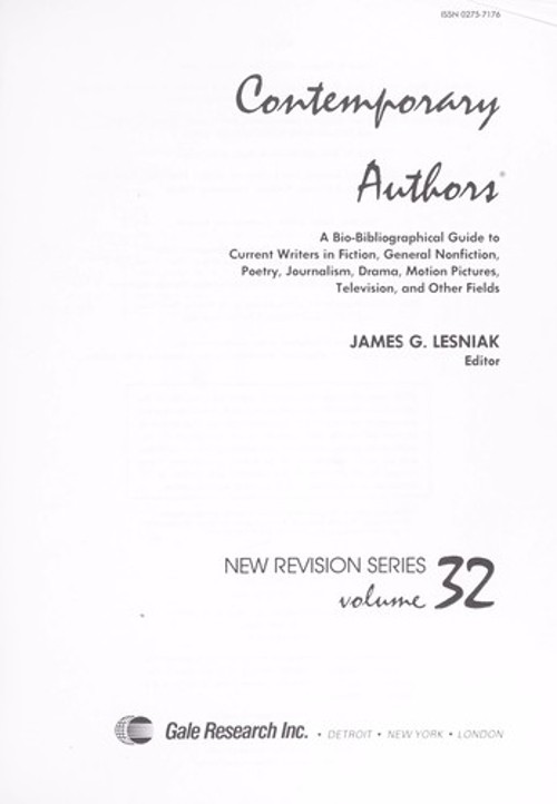 Contemporary Authors New Revision Series Hardcover