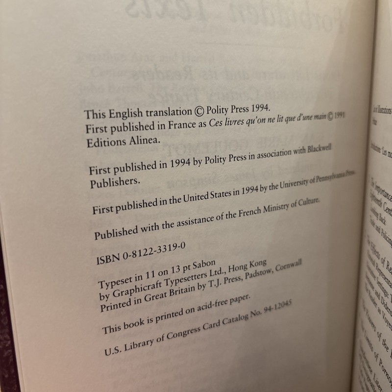 Forbidden Texts : Erotic Literature and Its Readers in Eighteenth-Century France gallery