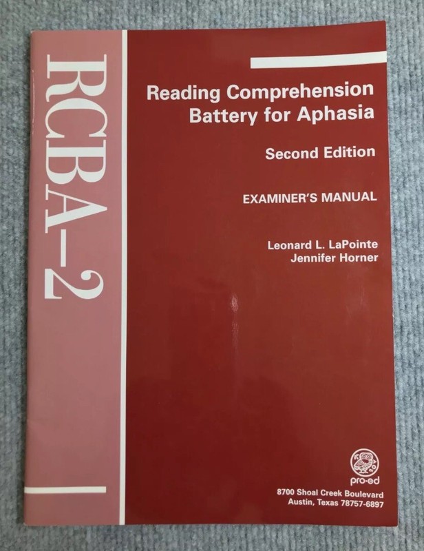Reading Compreh Battery Aphasia-2 Adults/TBI/Neurogenic Disorders MANUAL ONLY