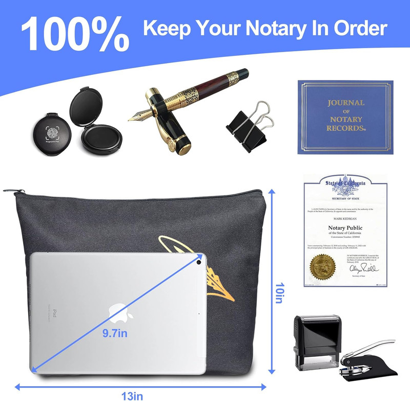 1 Pcs Notary Bag, 13X10 Inches Sturdy Notary Supply Bag for Journal, Stamp, Embo gallery