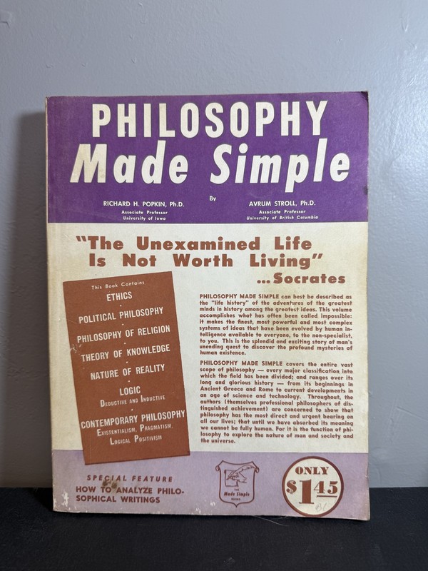 Philosophy Made Simple by Popkin & Stroll Doubleday 1956 Textbook Education