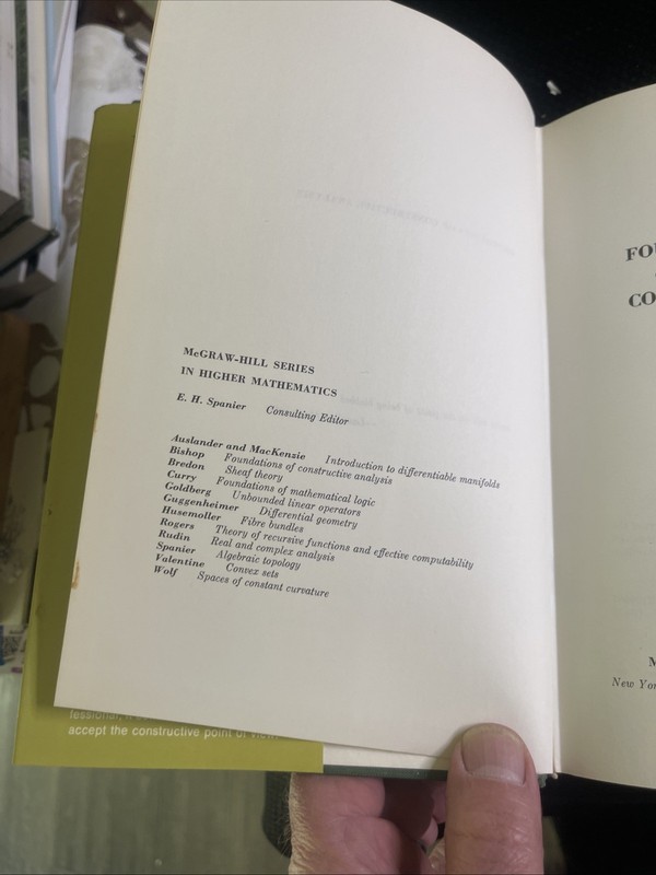 FOUNDATIONS OF CONSTRUCTIVE ANALYSIS By Errett Bishop & Michael Beeson 1967 HCDJ gallery