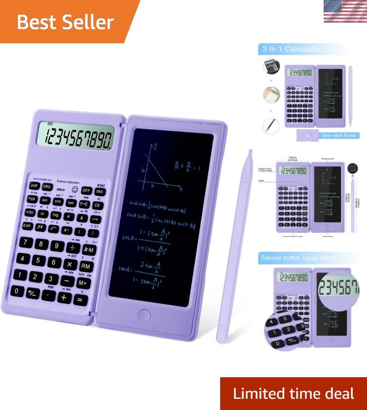 Lightweight Purple Scientific Calculator & Notebook Combo – 10-Digit LCD Display