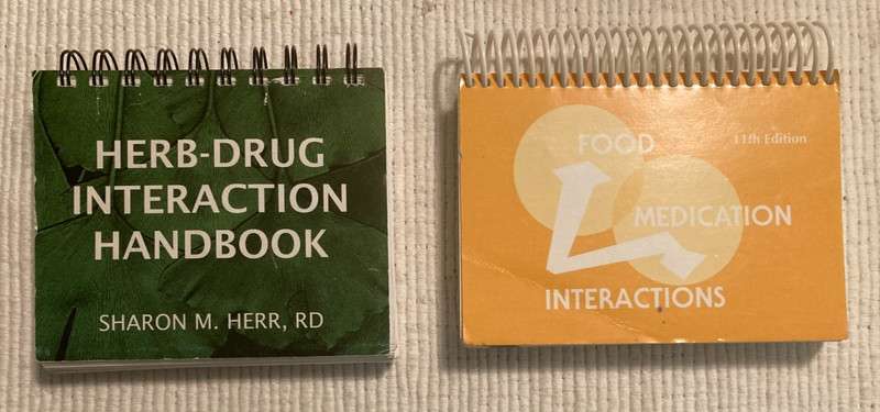 Lot 2 books Herb-Drug Interaction Handbook HERR + Food-Medication Inter- PRONSKY