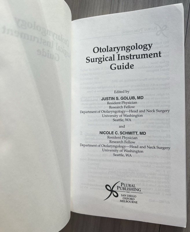 OTOLARYNGOLOGY Surgical Instrument Guide GOLUM & SCHMITT Like New gallery
