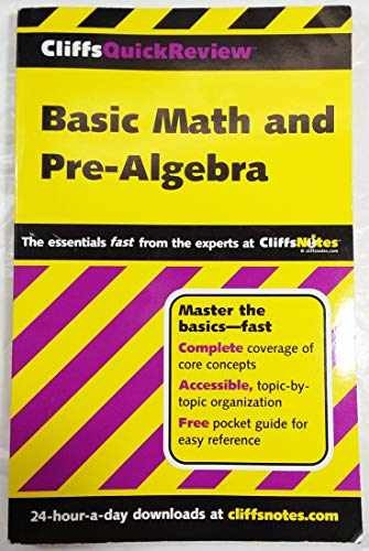 Cliffsquickreview Basic Math and – Paperback, by Bobrow Jerry – Very Good c