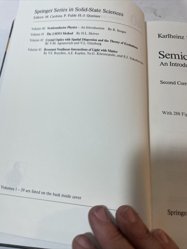 Semiconductor Physics An Introduction K. Seeger Springer Series Sold State 40 gallery