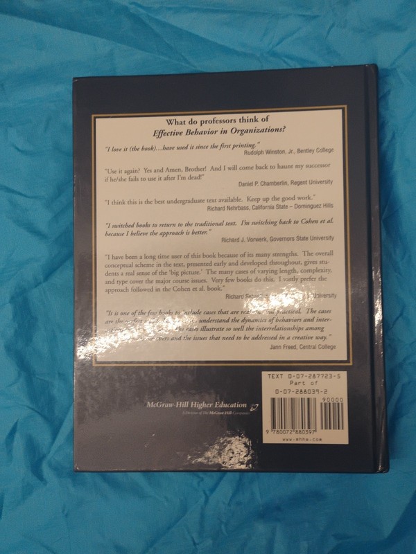 EFFECTIVE BEHAVIOR IN ORGANIZATIONS By Cohen, Fink, Gadon, Willits, 2001 gallery