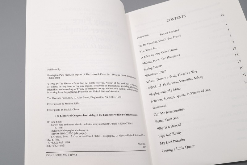 Rarely Pure and Never Simple : Selected Essays of Scott O'Hara by Scott O' Hara gallery