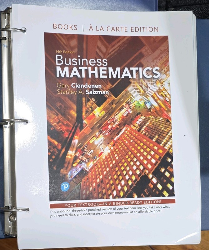 Pearson Business Mathematics 14th Ed Ringbound 3-Hole Punched Clendenen