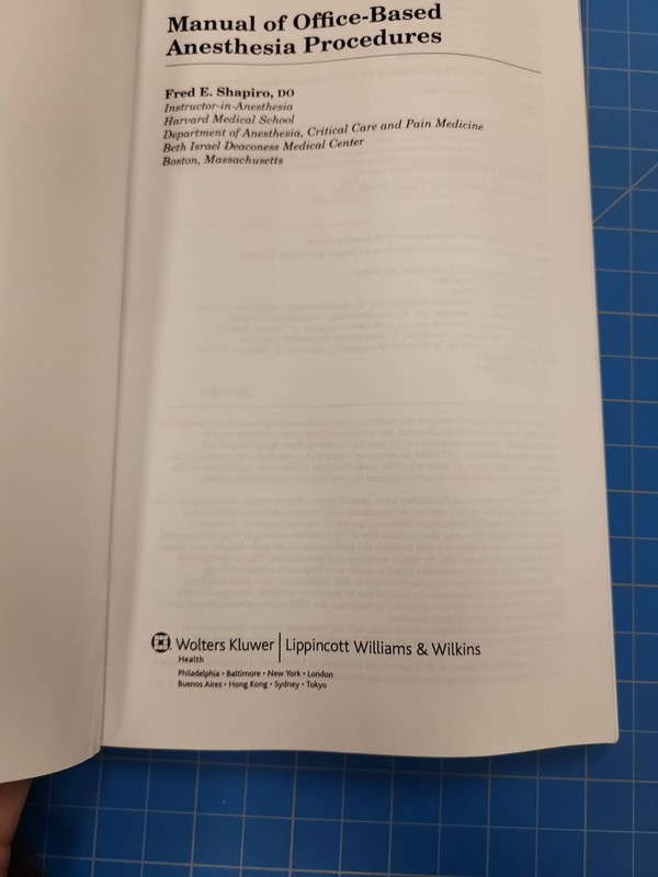 Shapiro Manual Office Based Anesthesia Procedures Book Lippincott Williams gallery