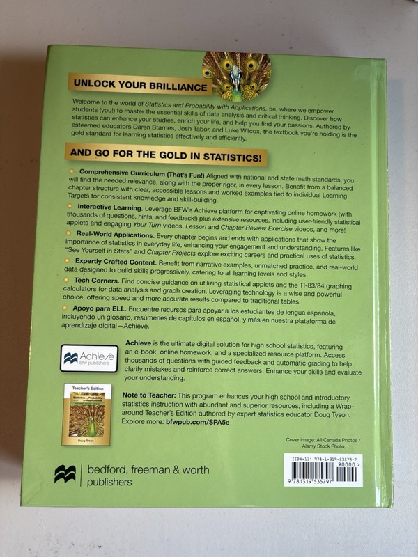 Statistics & Probability with Applications 5th Edition Starnes Tabor Wilcox NEW gallery