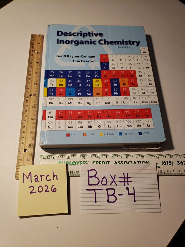 Descriptive Inorganic Chemistry Rayner-Canham & Overton 6th Ed HC SOLD AS IS