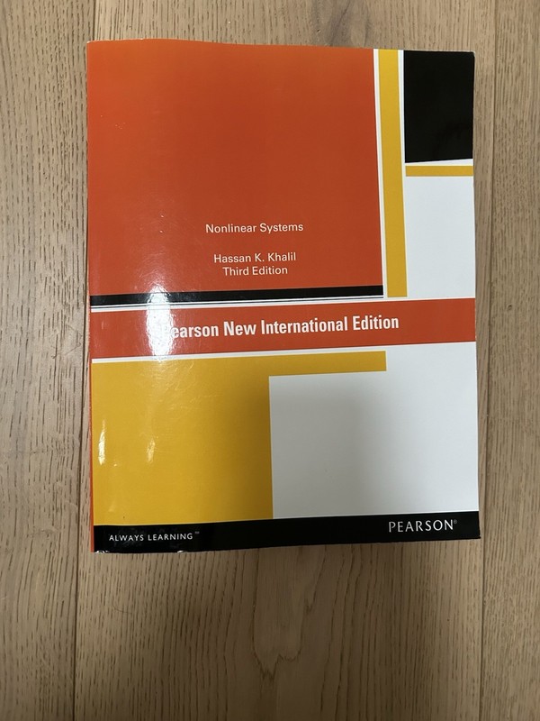 Nonlinear Systems: Pearson New International Edition by Hassan Khalil Third Ed