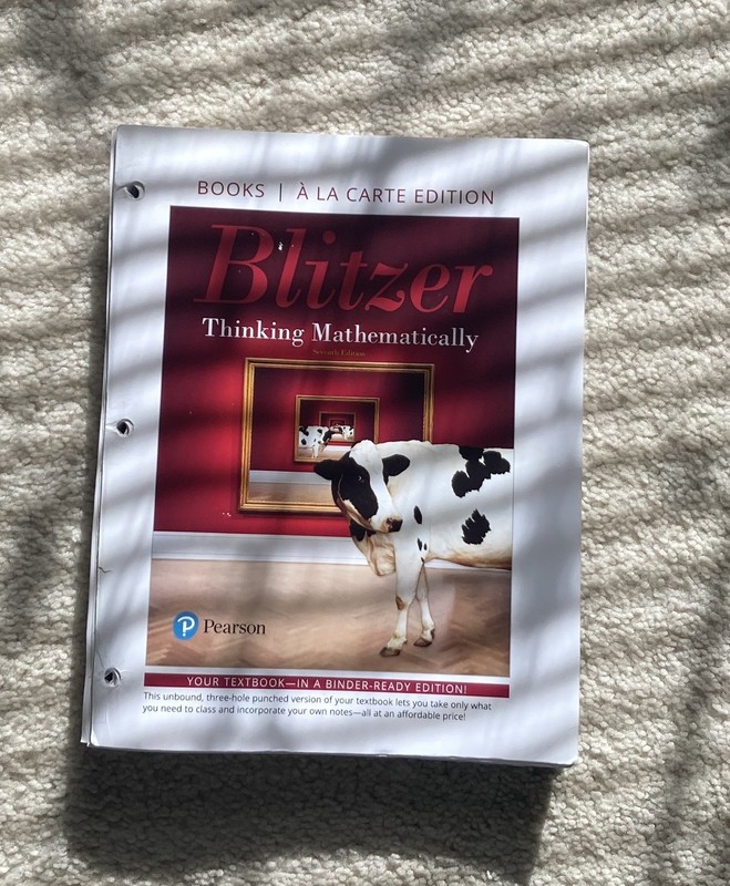 Thinking Mathematically, Seventh Edition by Robert Blitzer (2018, Ringbound)