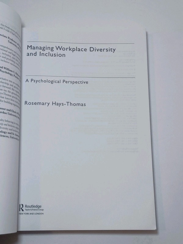 Managing Workplace Diversity and Inclusion: A Psychological Perspective PB Book gallery
