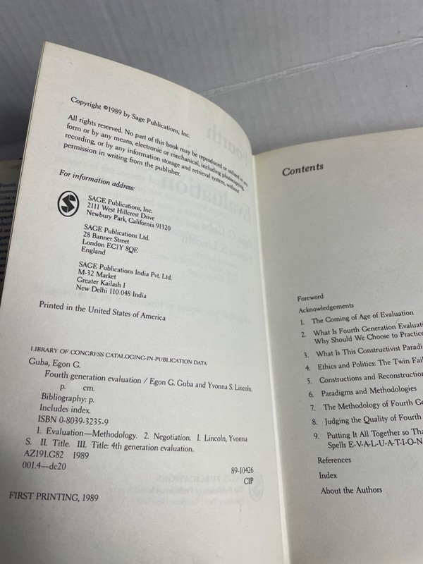 FOURTH GENERATION EVALUATION By Egon Guba & Yvonna S. Lincoln - Hardcover 1989 gallery