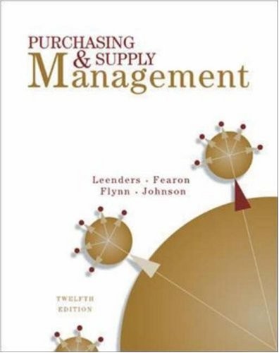 Purchasing And Supply Management – hardcover Leenders, Michiel|Fearon, Harol…