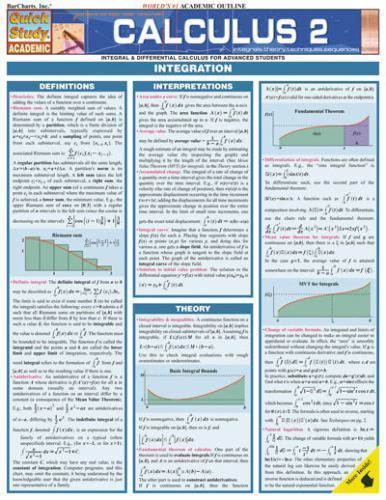 Calculus 2 (Quickstudy Reference Guides – Academic), BarCharts, Inc., Very Good