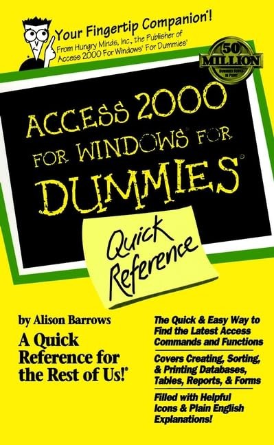 Access 2000 for Windows For Dummies Quick Reference Barrows, Alison paperbac…