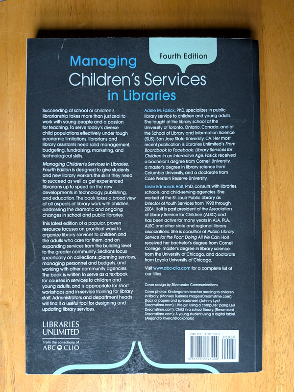 Managing Children's Services in Libraries 4th Ed. by A. Fasick and Edmonds Holt gallery