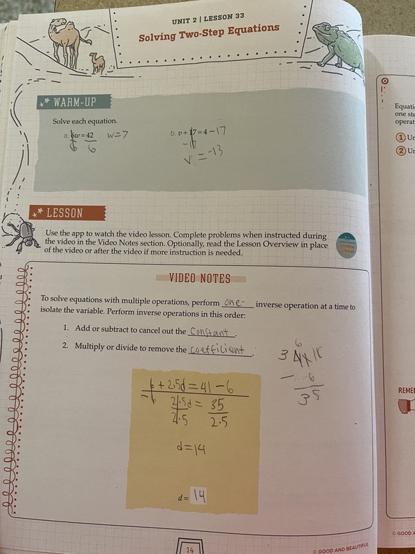 Good And Beautiful Math 7 Course Book 2 Workbook Partially Used- See Description gallery