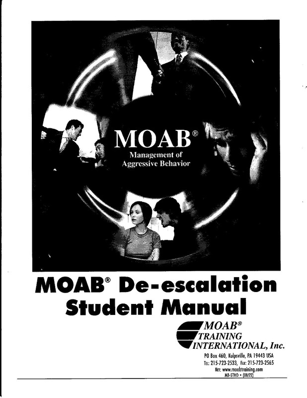 Book: Training Manual: Verbal De-Escalation (see description)