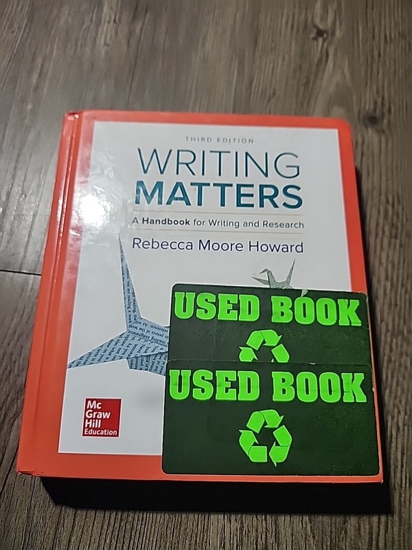 Writing Matters 3rd Edition Rebecca Moore Howard 2018 HC