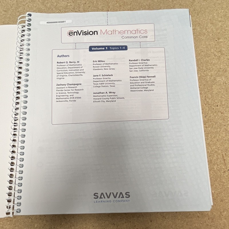 enVision Mathematics Common Core Teacher's Edition Grade 8 Vol 1 Topics 1-4 ISBN gallery