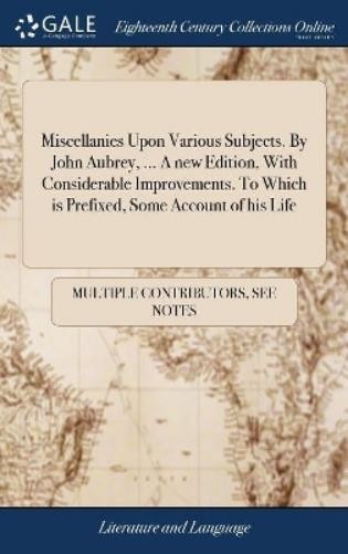 Multiple Contri Miscellanies Upon Various Subjects. By Jo (Hardback) (UK IMPORT)