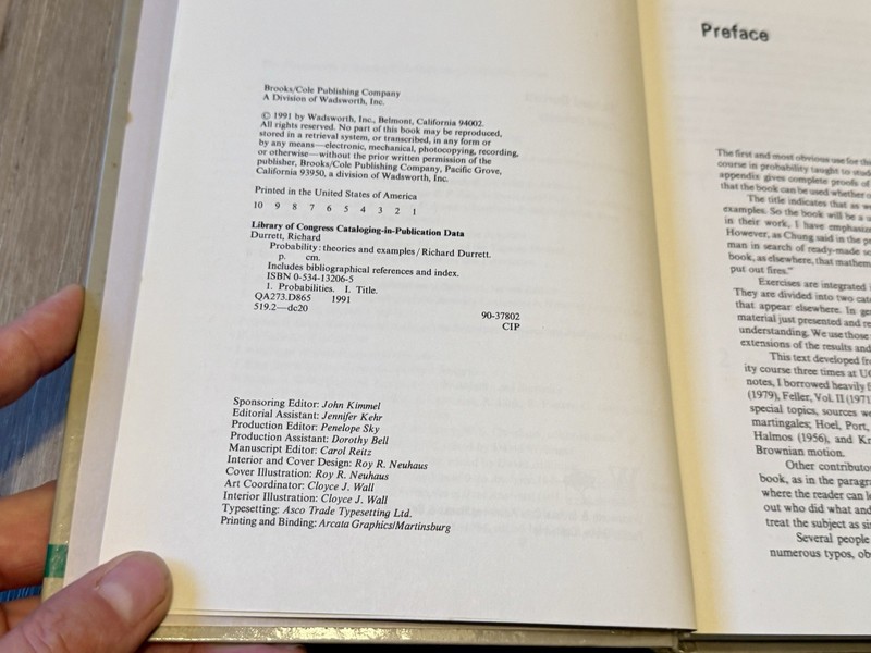 Probability: Theory and Examples by Richard Durrett 1991 HC gallery