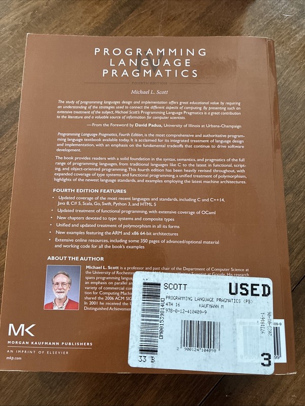 Programming Language Pragmatics by Michael. Scott (2015, Trade Paperback) gallery