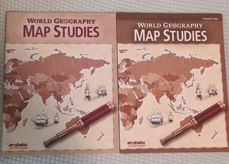 9th Grade Abeka World Geography Map Studies Student Book & Teacher Key, English