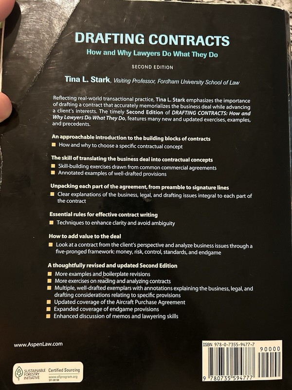 Aspen Series -Drafting Contracts : How & Why Lawyers Do What They Do- Paperback gallery