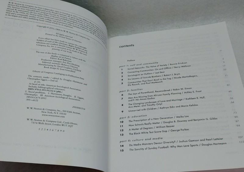 The Contexts Reader Book American Sociological Association 550 pages Norton Pub. gallery