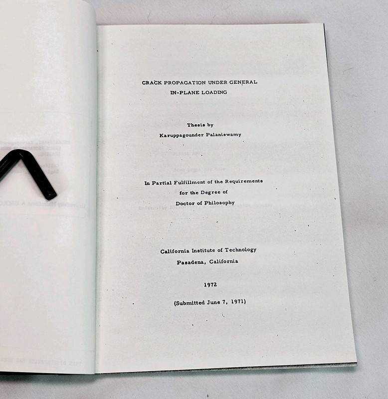 Crack Propagation Under General In-Plane Loading Palaniswamy Caltech PhD 1972 gallery