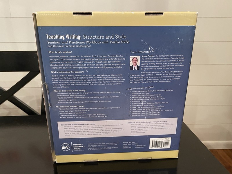 IEW Teaching Writing: Structure and Style, Seminar Workbook and 12 DVDs - 2nd ed gallery